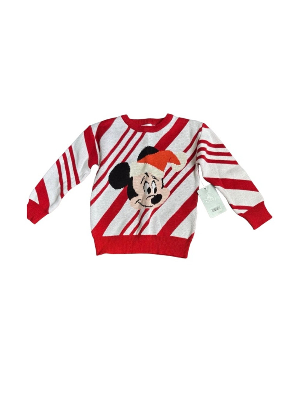 Disney Red and White Mickey Mouse Stripe Knit Sweater